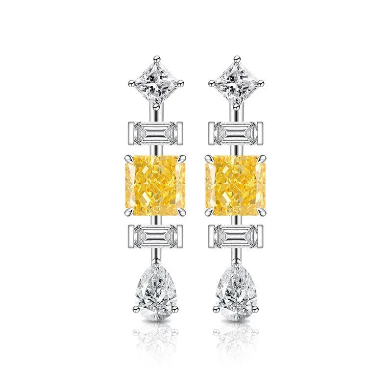 Triple Geometric Crystal Earrings