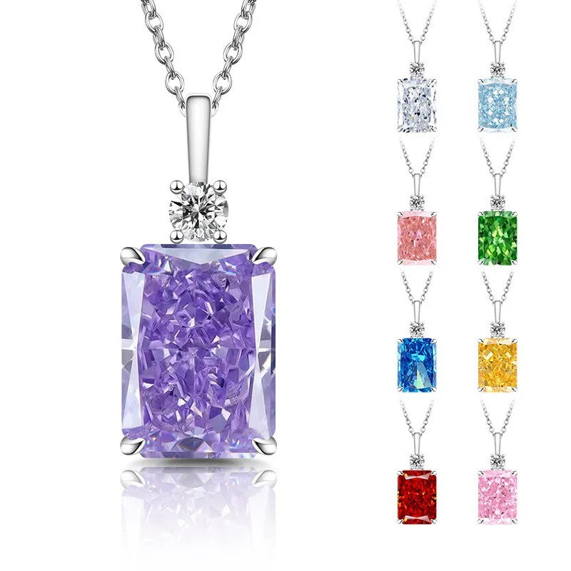 Emerald Cut Zircon Pendant Necklace
