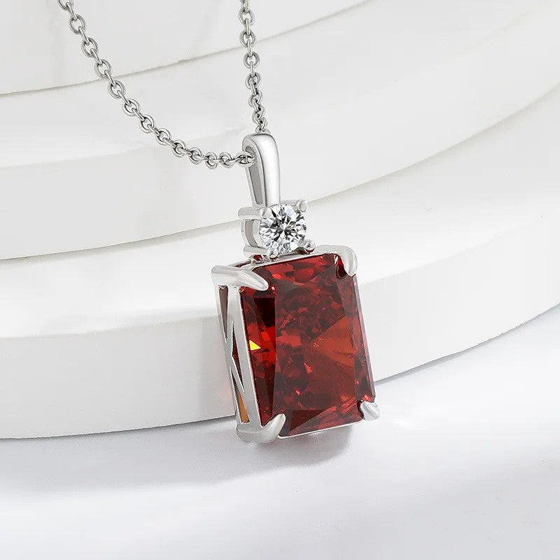 Emerald Cut Zircon Pendant Necklace