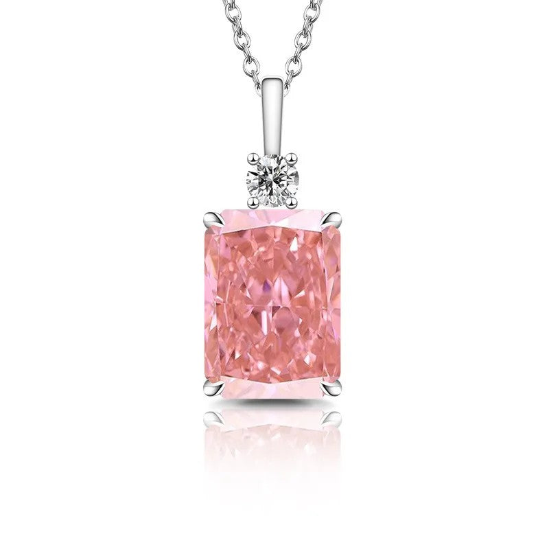 Emerald Cut Zircon Pendant Necklace