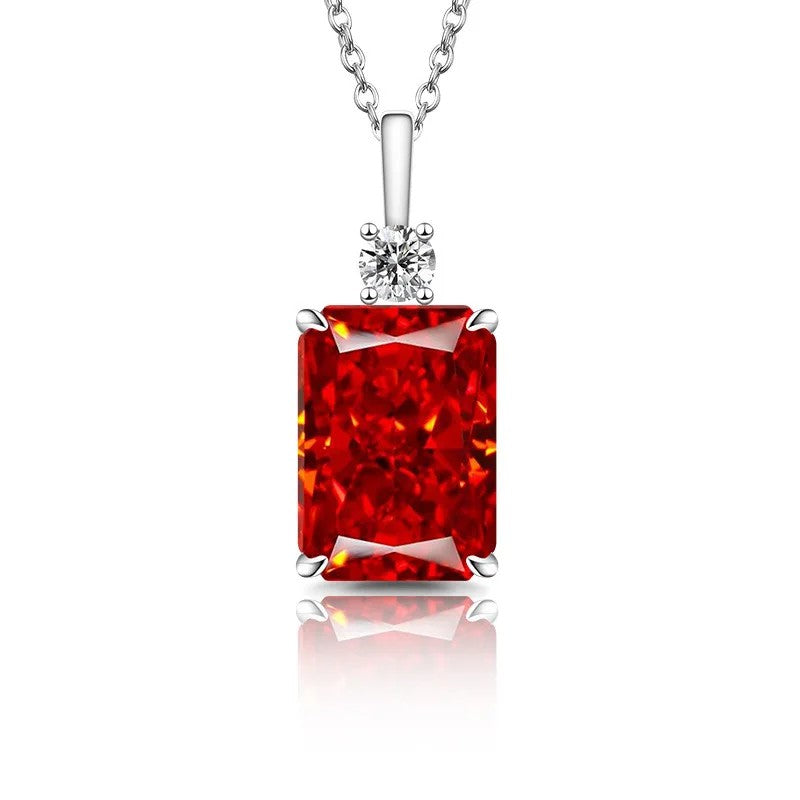 Emerald Cut Zircon Pendant Necklace