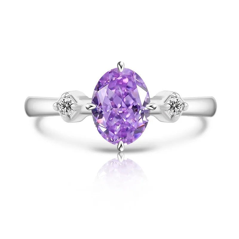 Oval Zircon Three-Stone Ring