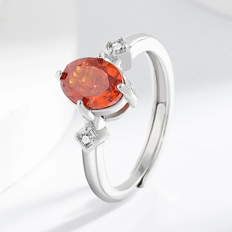 Oval Zircon Three-Stone Ring