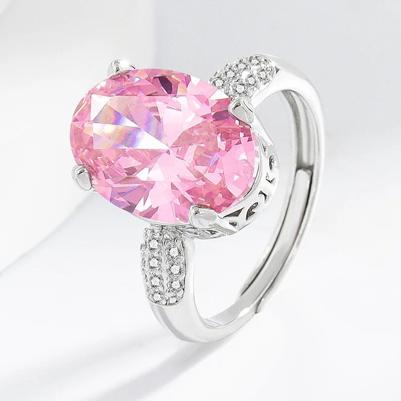 Pink Oval Zircon Ring
