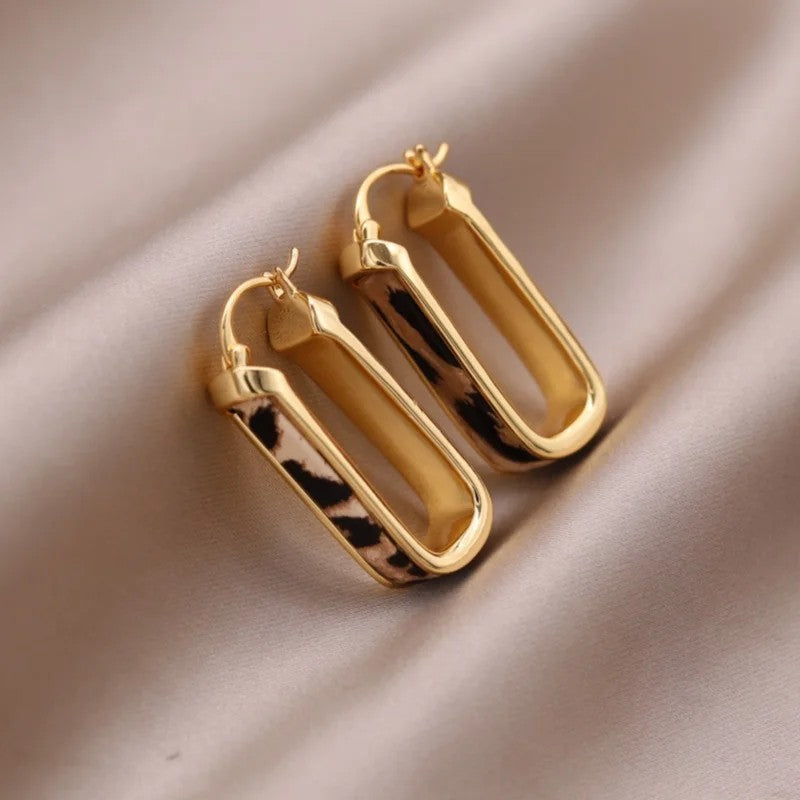 Leopard Geometric Hoop Earrings