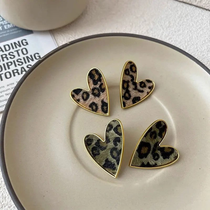 Leopard Heart Earrings
