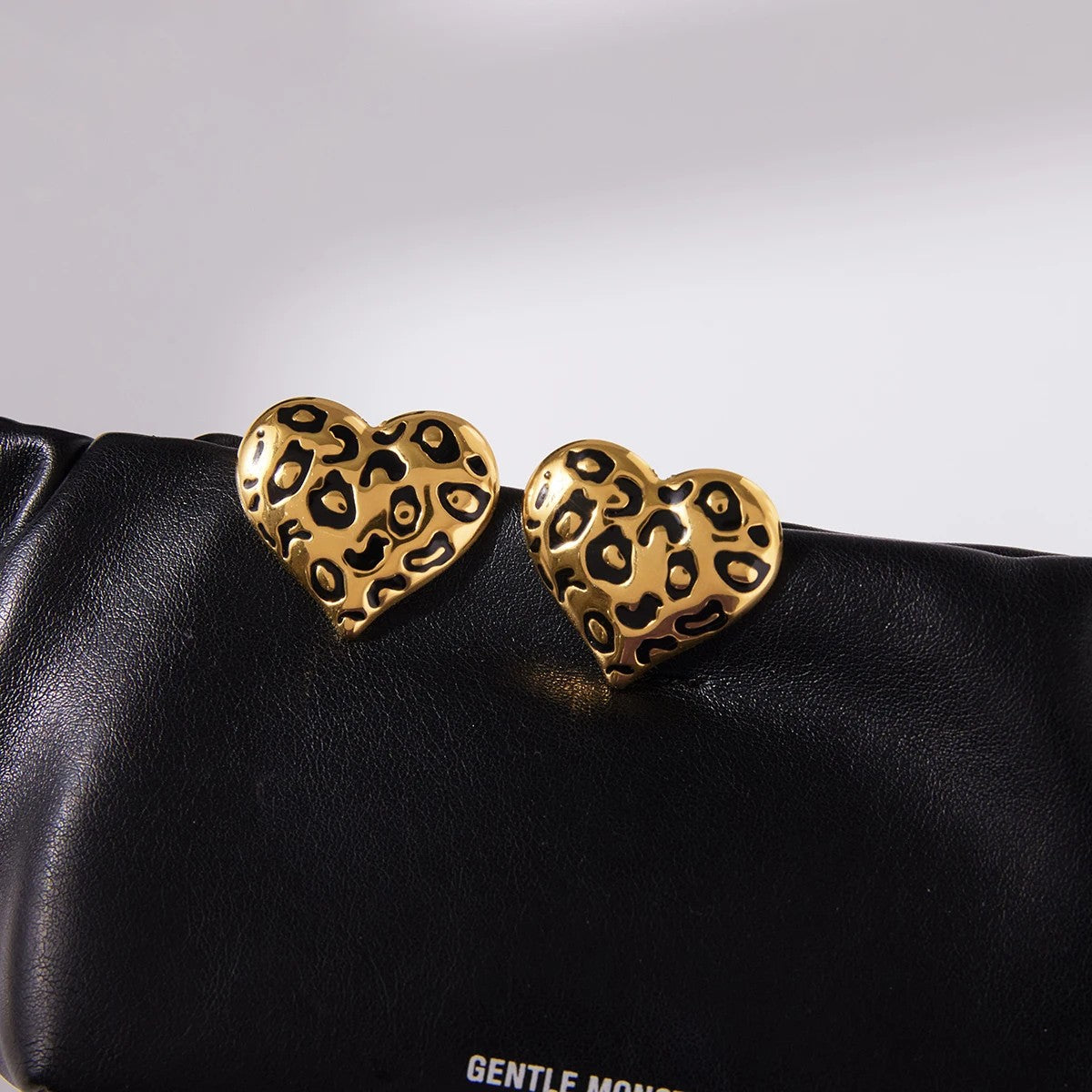 Leopard Heart Stud Earrings