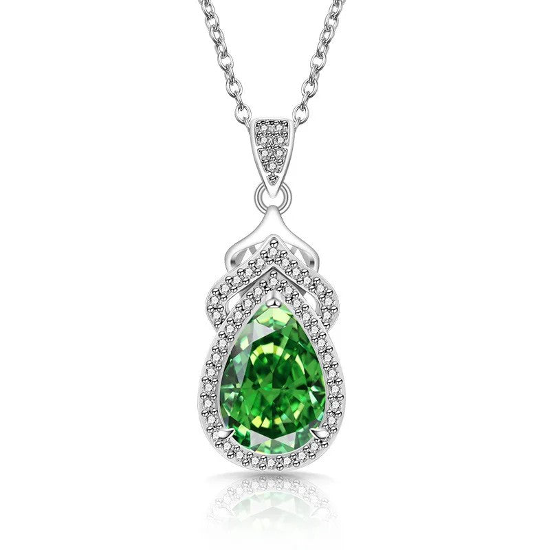 Pear Zircon Crown Pendant Necklace