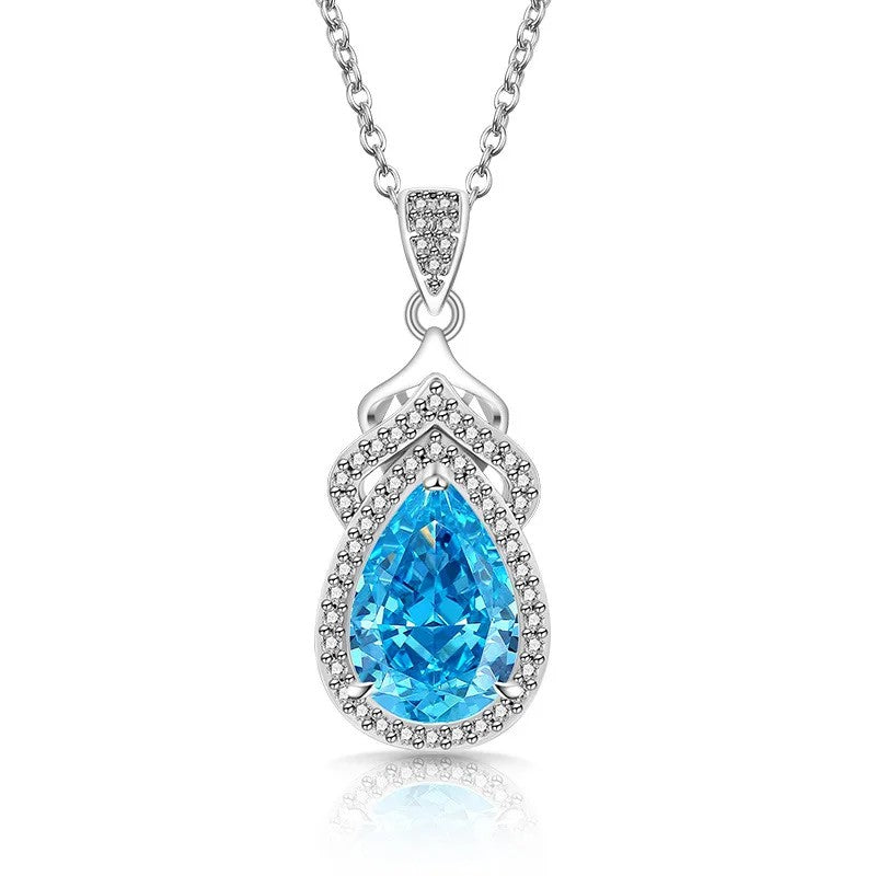Pear Zircon Crown Pendant Necklace