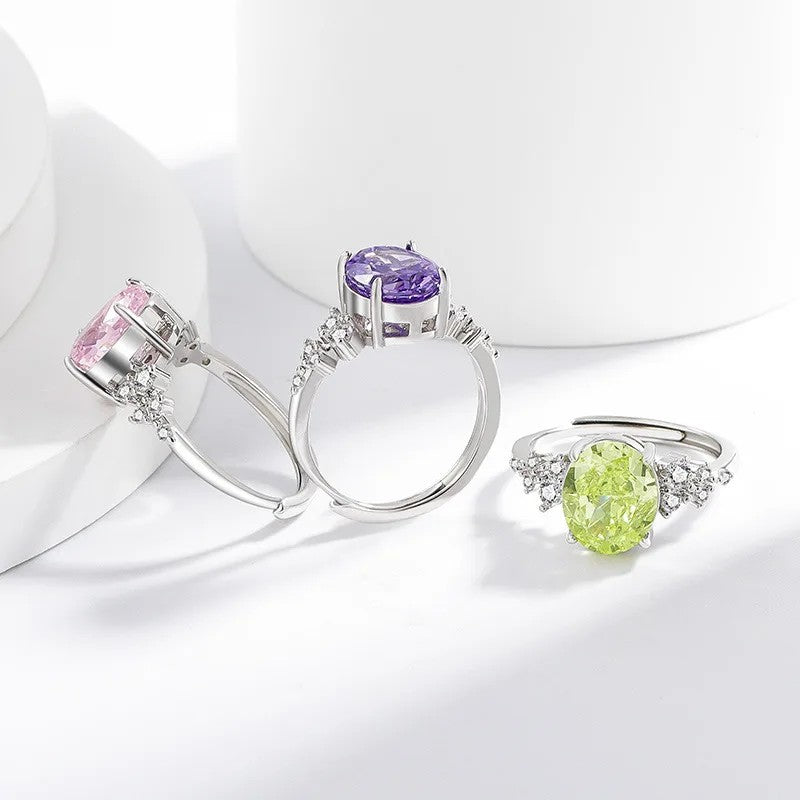 Oval Zircon Split Band Ring
