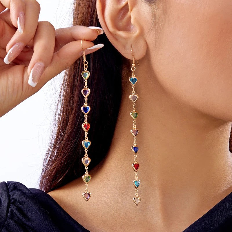 Multicolor Heart Drop Earrings
