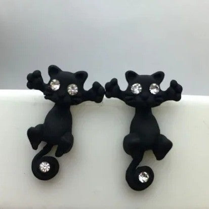Climbing Blue Cat Stud Earrings