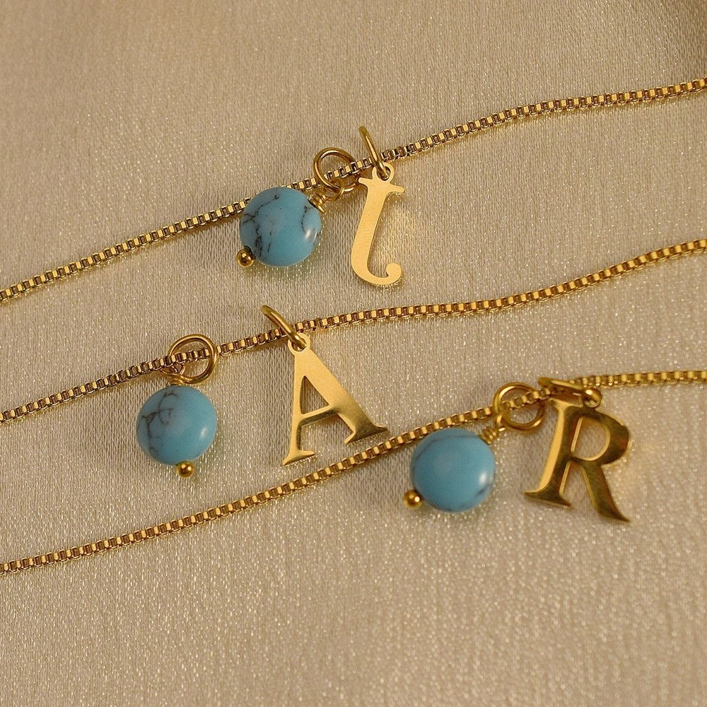 Turquoise Initial Necklace