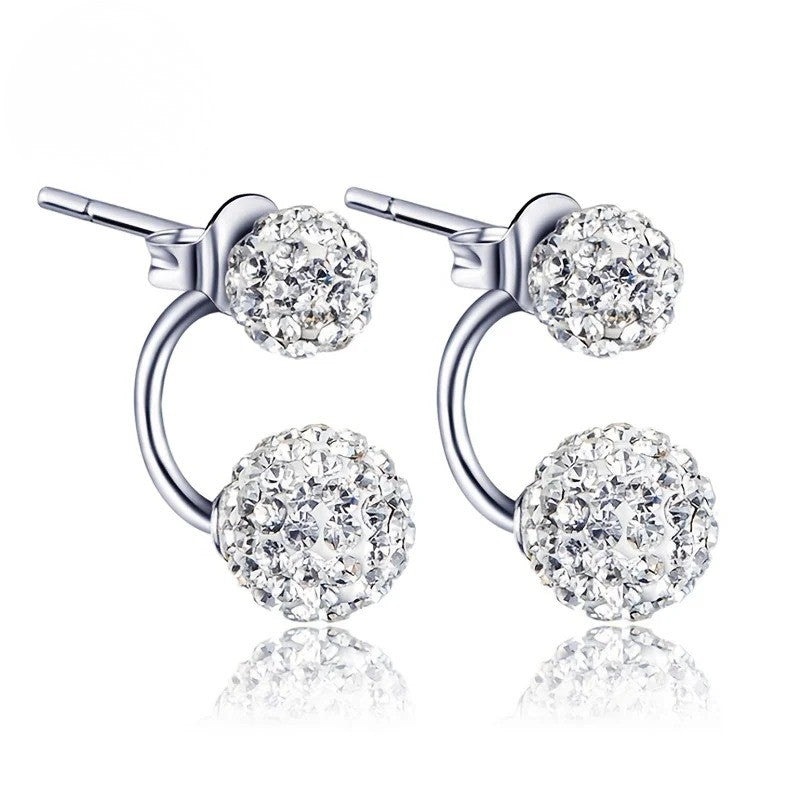 Double Crystal Ball Earrings