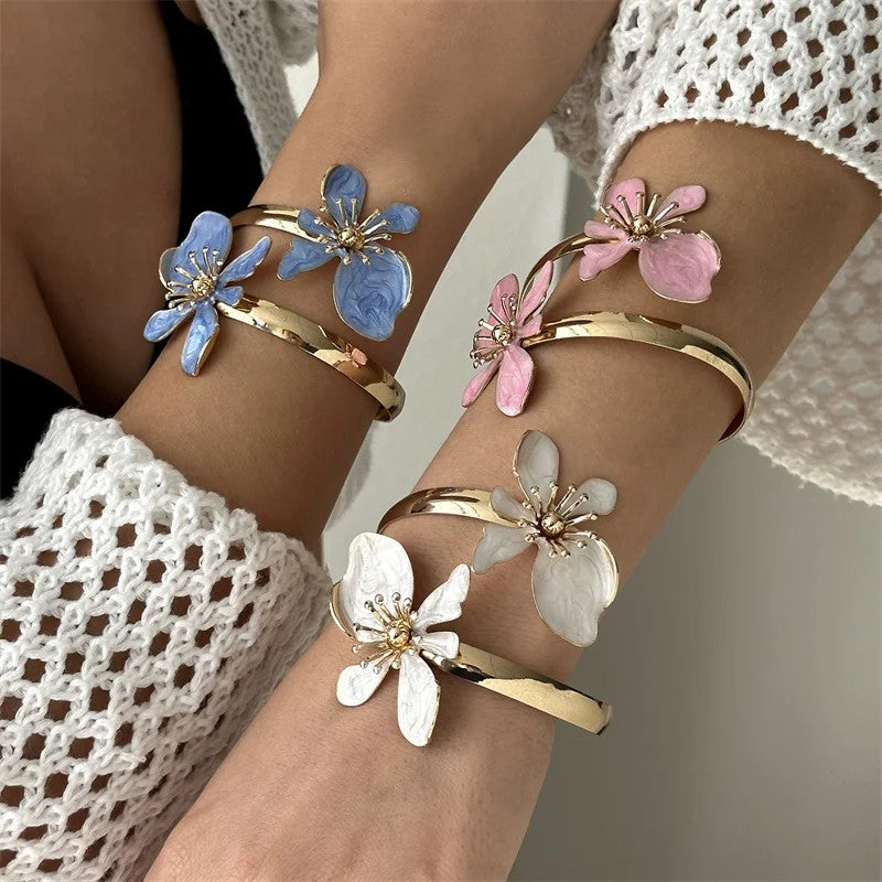 Enamel Flower Cuff Bracelet