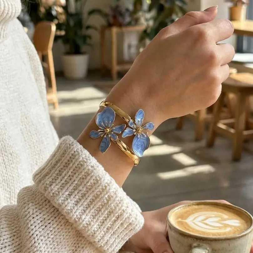 Enamel Flower Cuff Bracelet