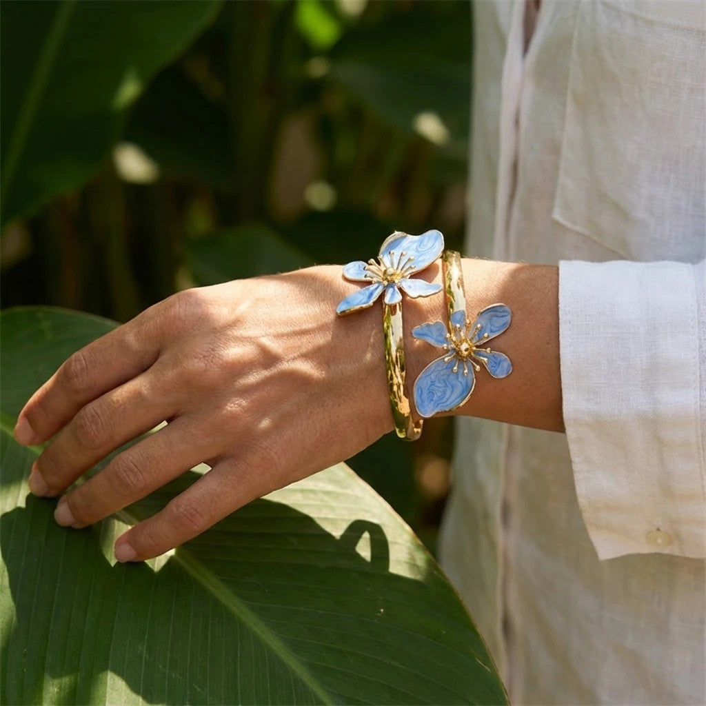 Enamel Flower Cuff Bracelet