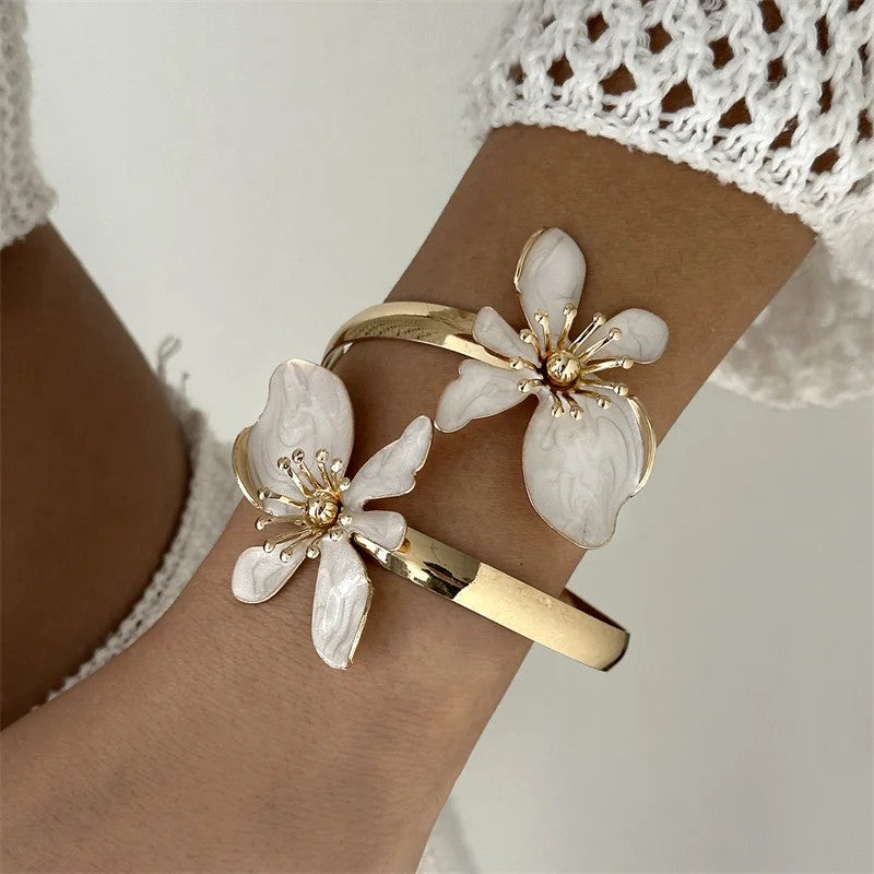 Enamel Flower Cuff Bracelet