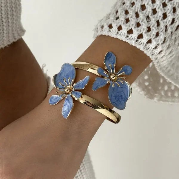 Enamel Flower Cuff Bracelet