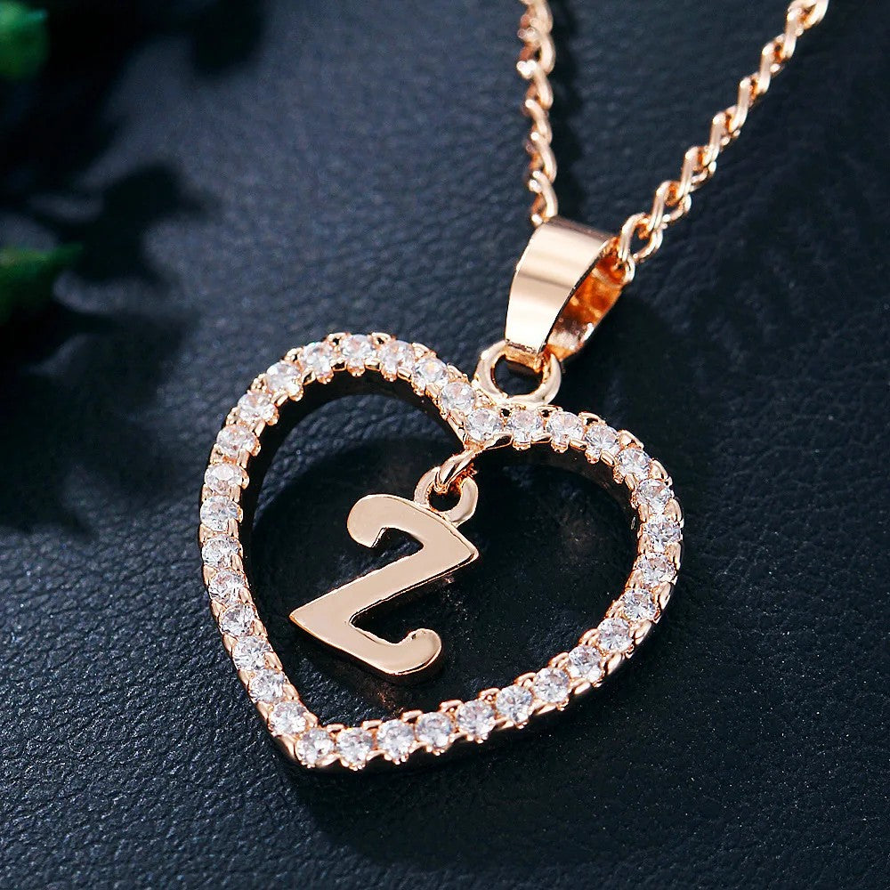 Crystal Initial Heart Necklace