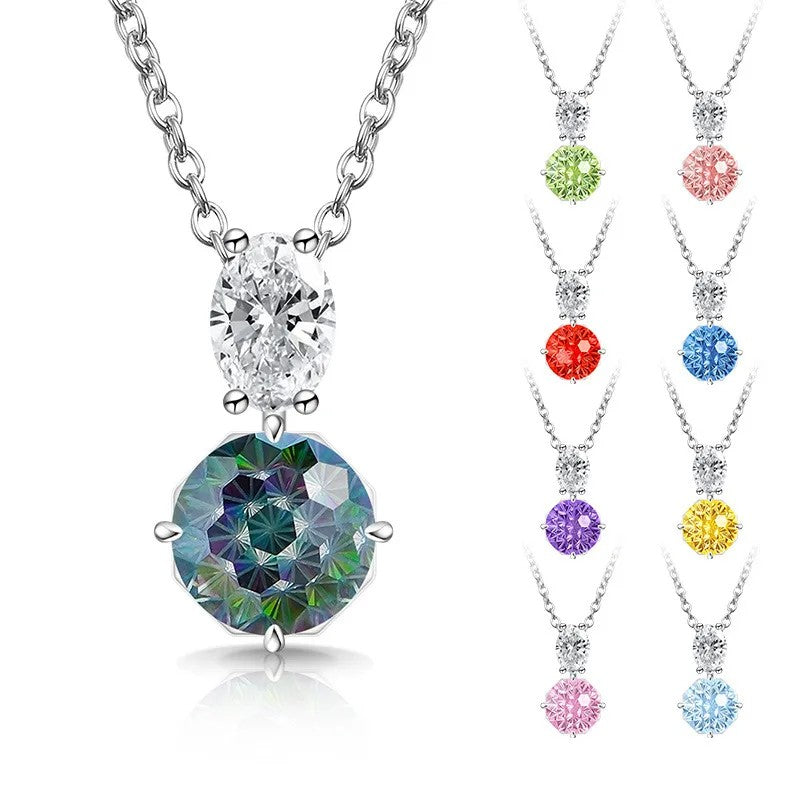 Dual Stone Crystal Pendant Necklace