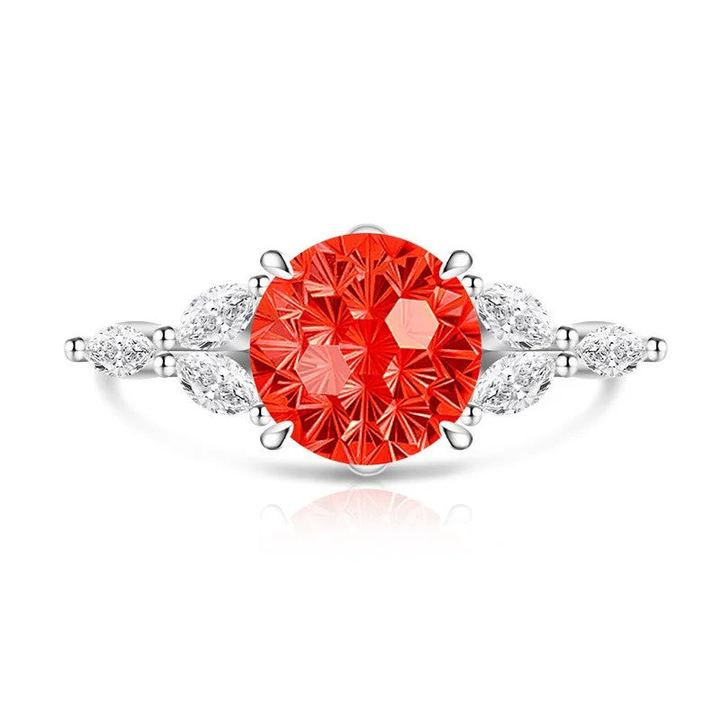 Round Zircon Marquise Accent Ring