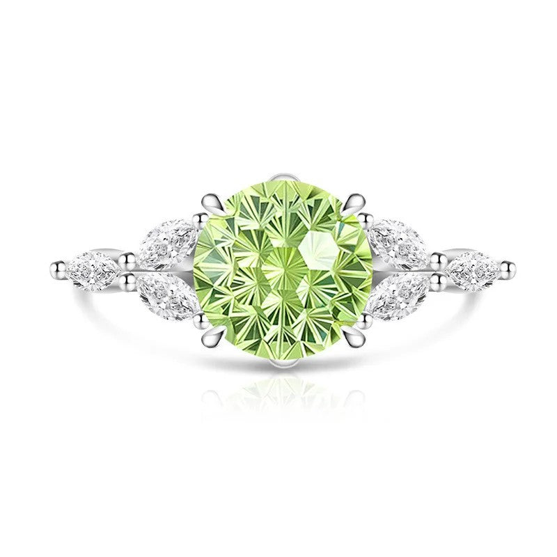 Round Zircon Marquise Accent Ring