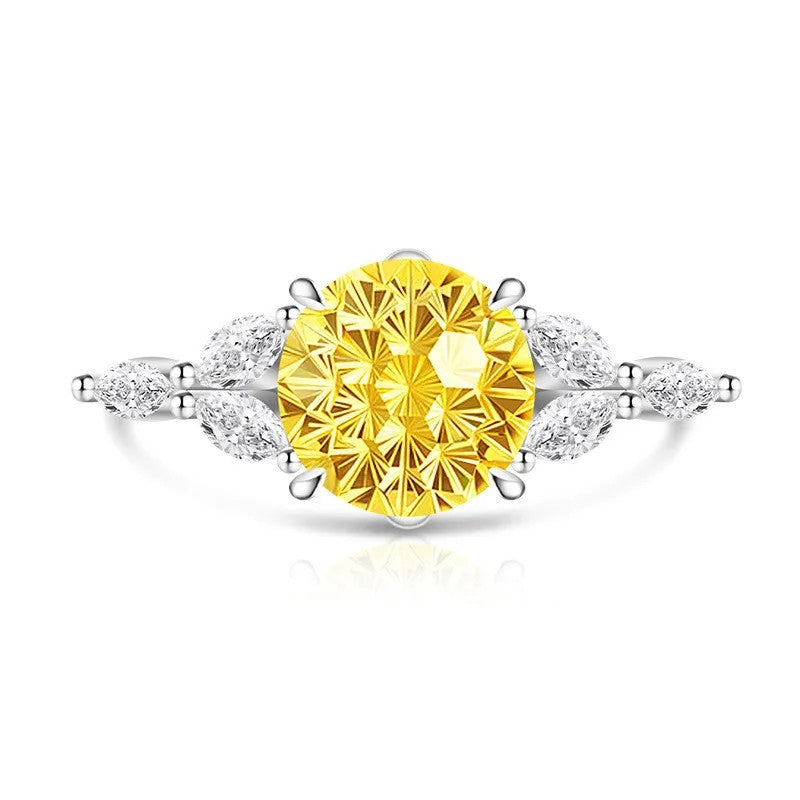 Round Zircon Marquise Accent Ring