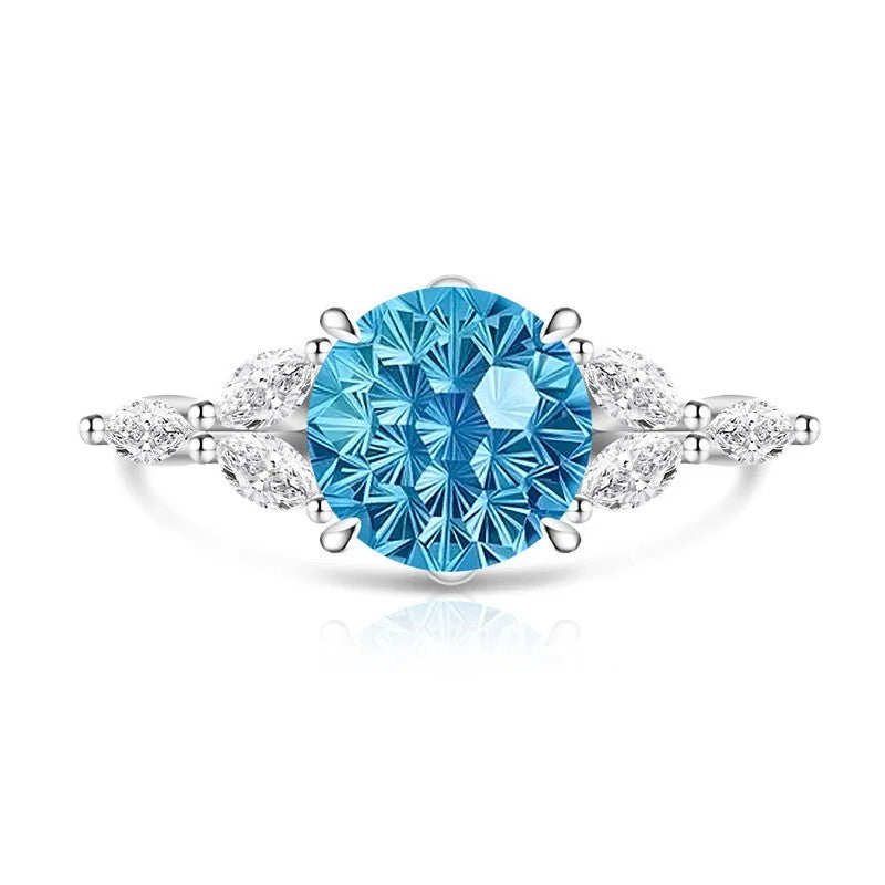 Round Zircon Marquise Accent Ring
