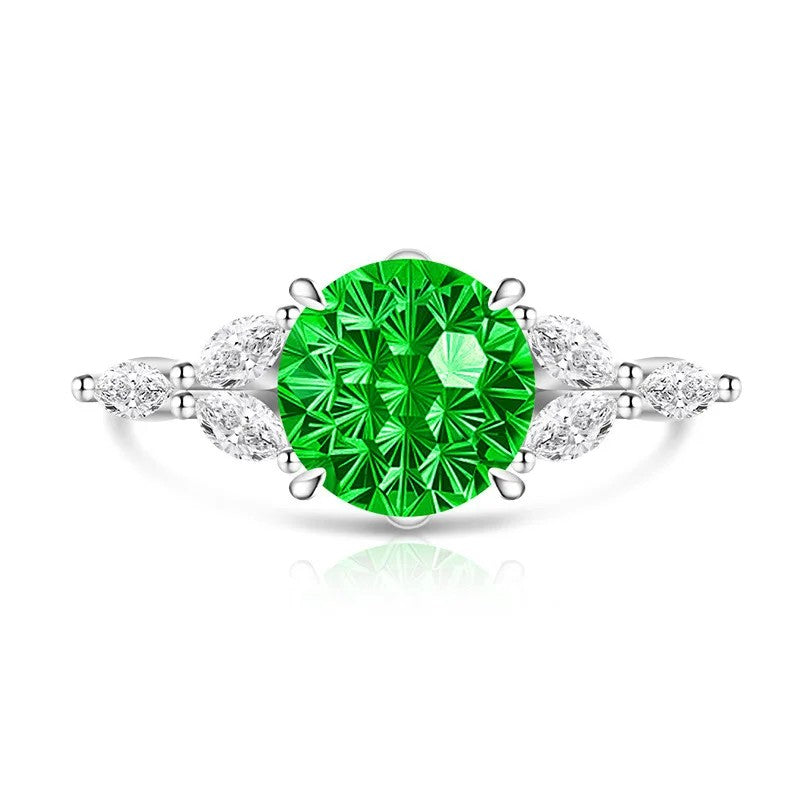 Round Zircon Marquise Accent Ring