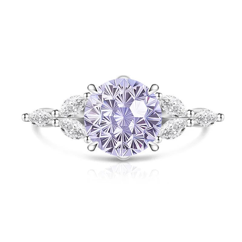 Round Zircon Marquise Accent Ring