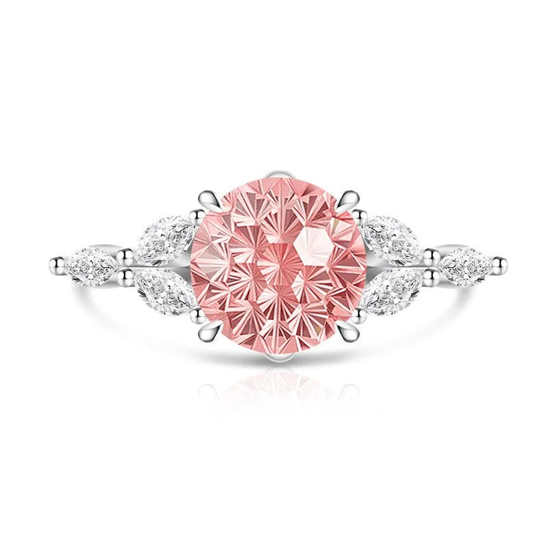 Round Zircon Marquise Accent Ring
