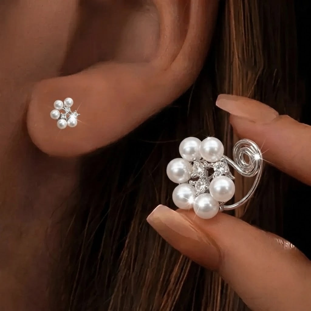 Pearl & Crystal Clip-On Earrings