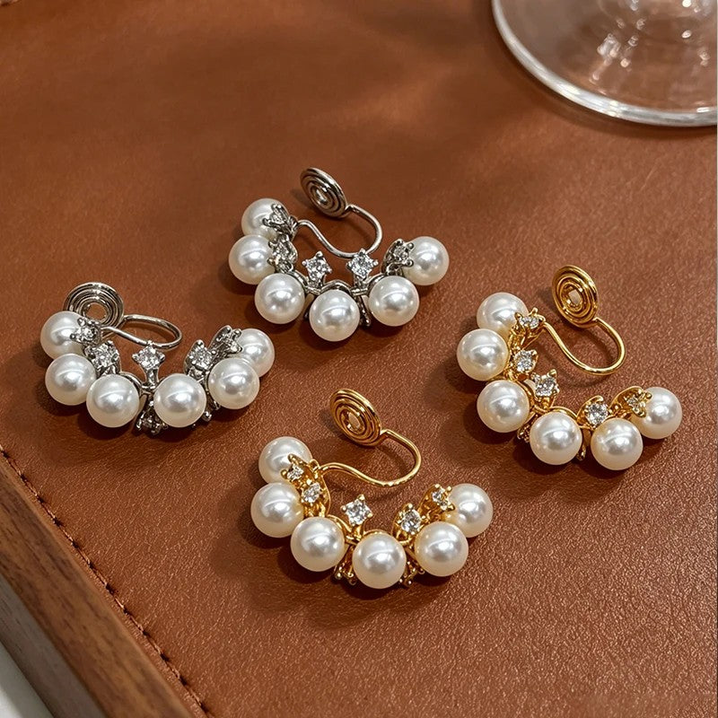 Pearl & Crystal Clip-On Earrings