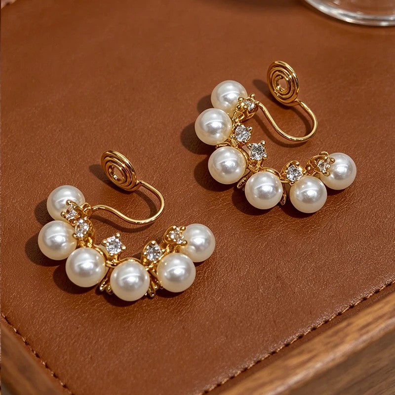 Pearl & Crystal Clip-On Earrings