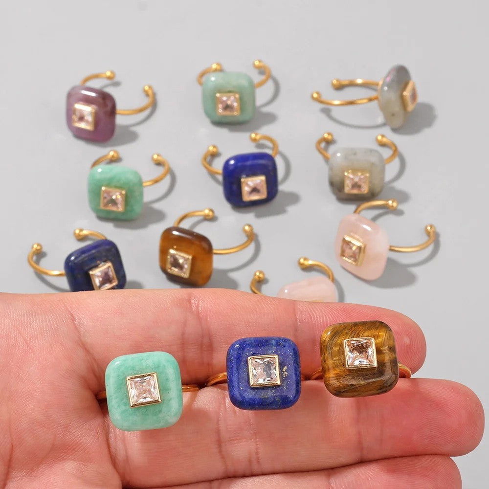 Square Stone Adjustable Ring