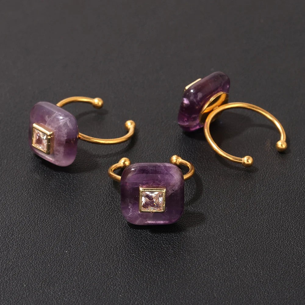 Square Stone Adjustable Ring