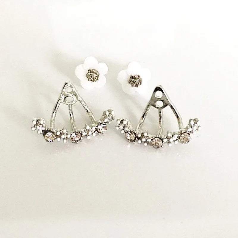 White Flower Arch Stud Earrings