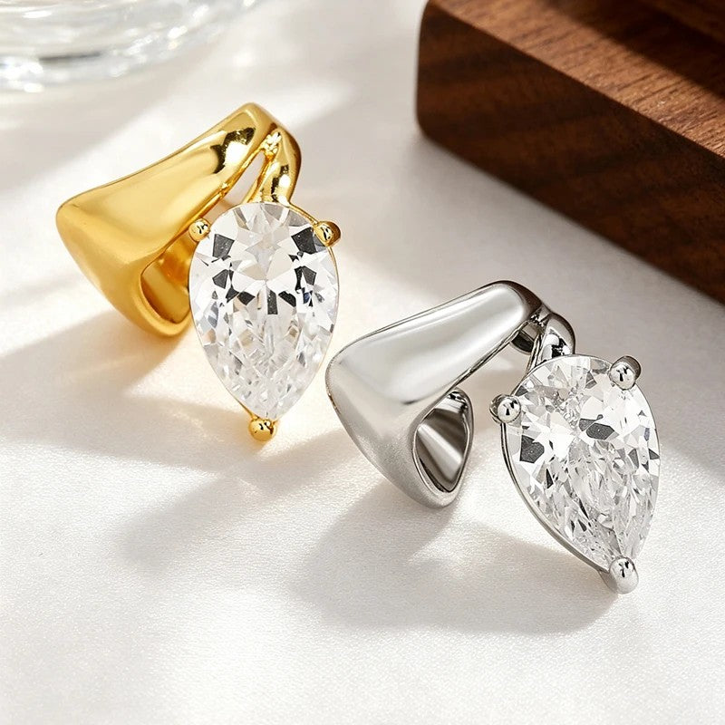 Teardrop Crystal Clip Earrings