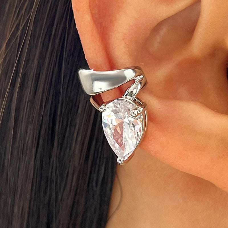 Teardrop Crystal Clip Earrings