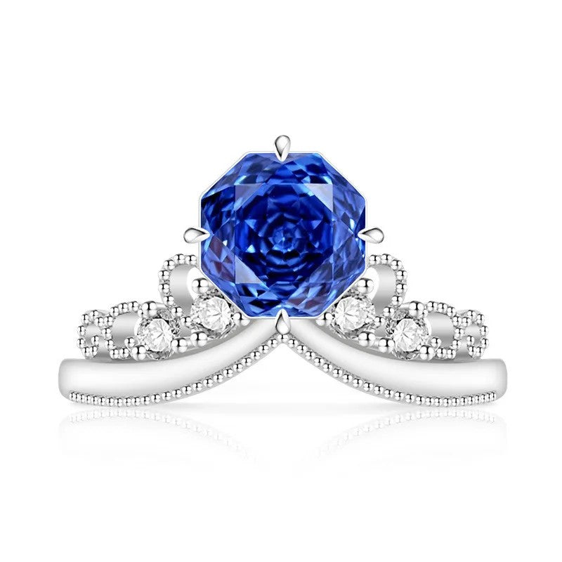Rose Cut Stone Crown Ring