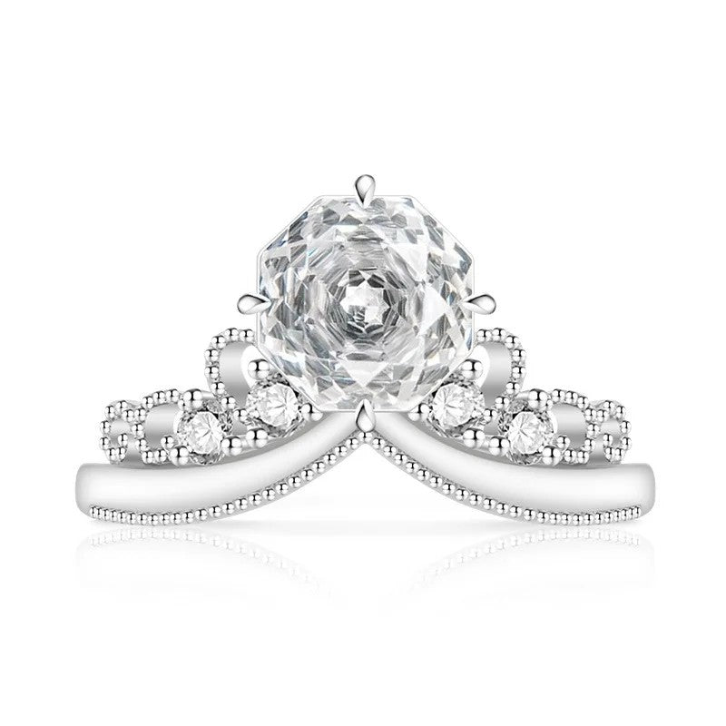 Rose Cut Stone Crown Ring