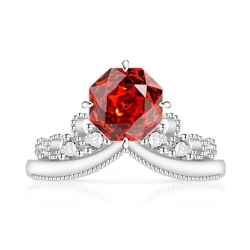 Rose Cut Stone Crown Ring
