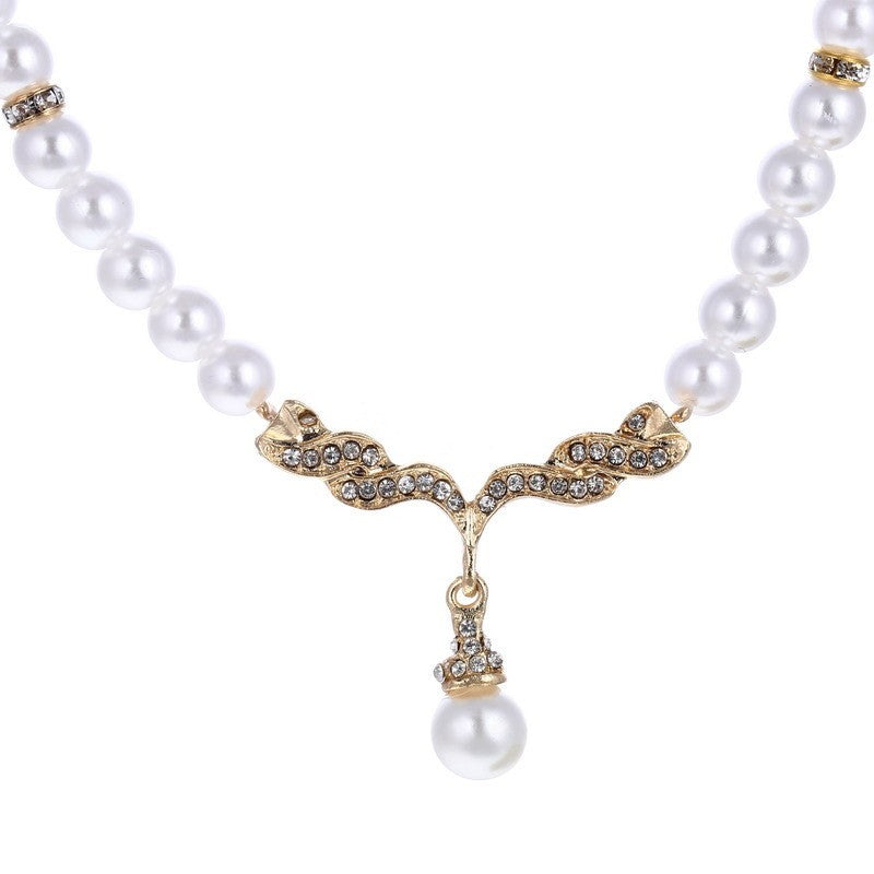 Rhinestone Vine Pearl Jewelry Set