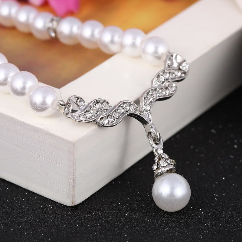 Rhinestone Vine Pearl Jewelry Set