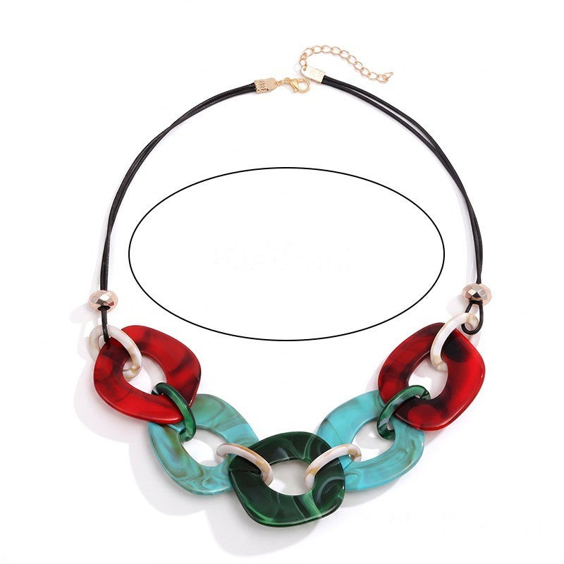 Marbled Square Link Necklace