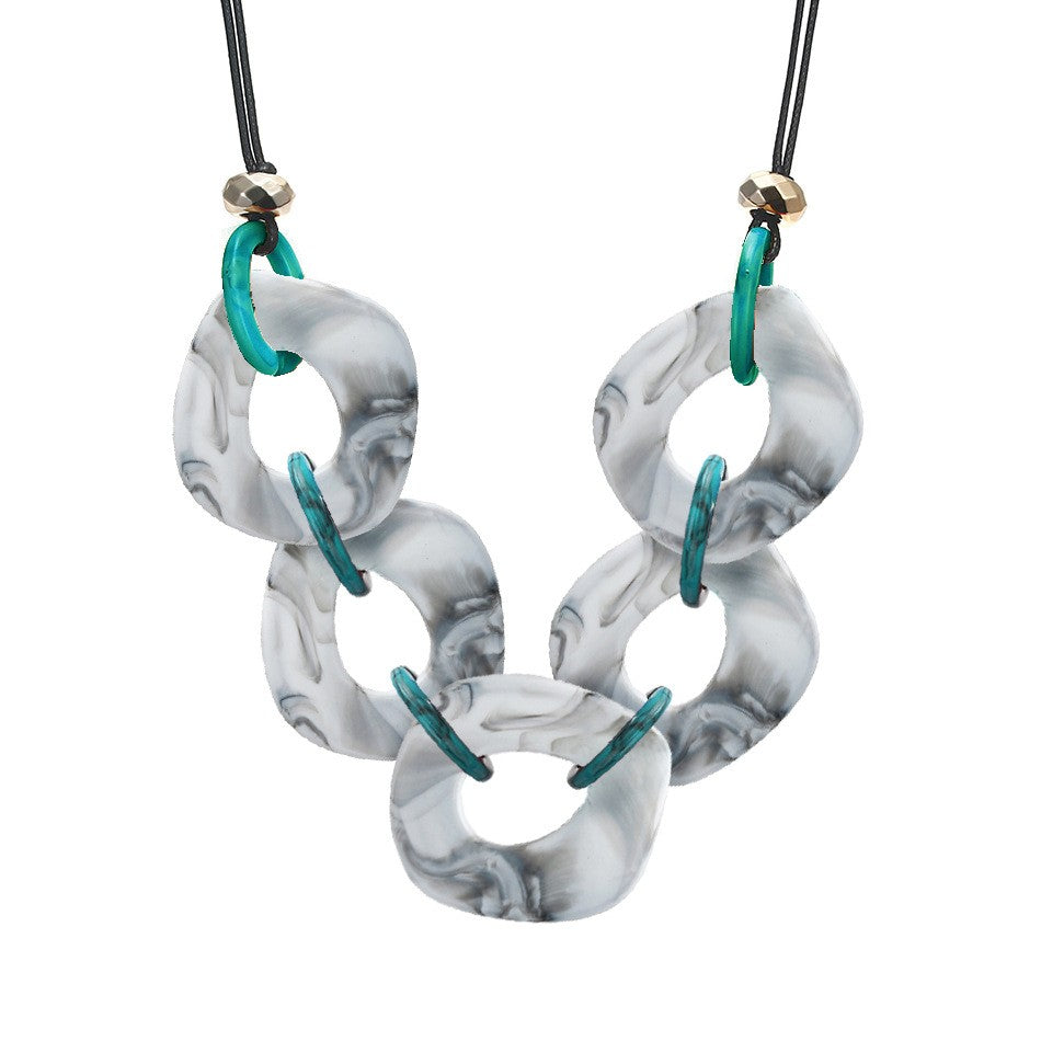 Marbled Square Link Necklace