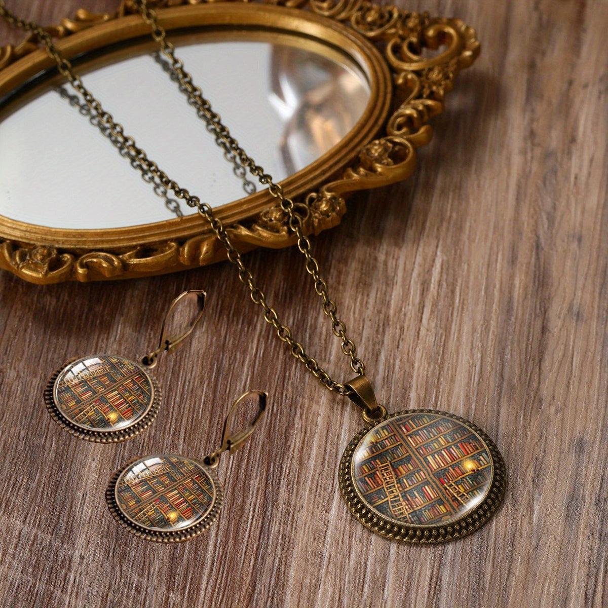 Vintage Library Pendant Necklace