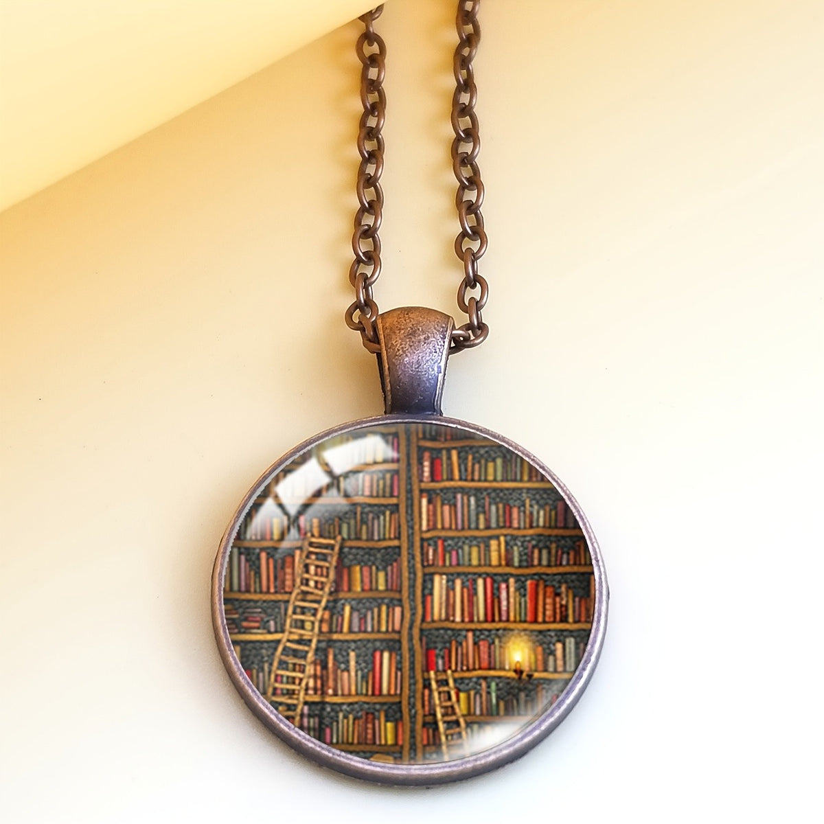 Vintage Library Pendant Necklace