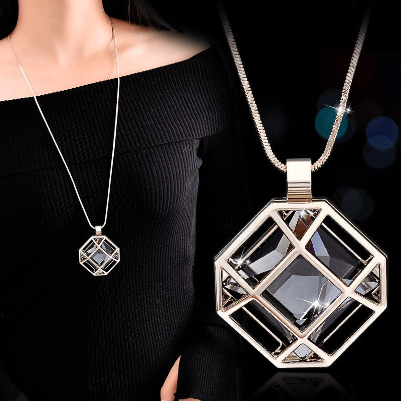 Geometric Glass Cube Necklace